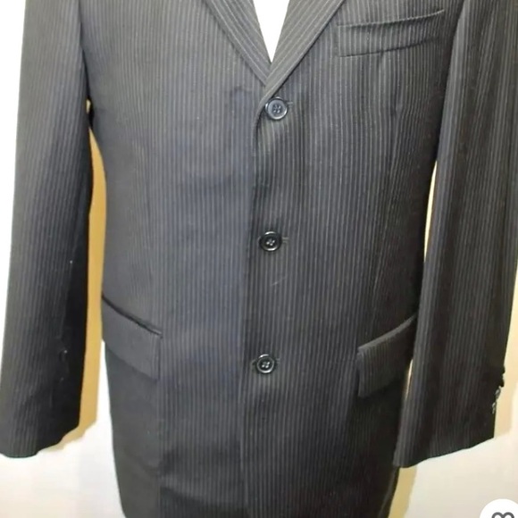 Calvin Klein Pin Stripe Black Blazer Lined Made In Canada 40R 100% Wool Men - Picture 13 of 13